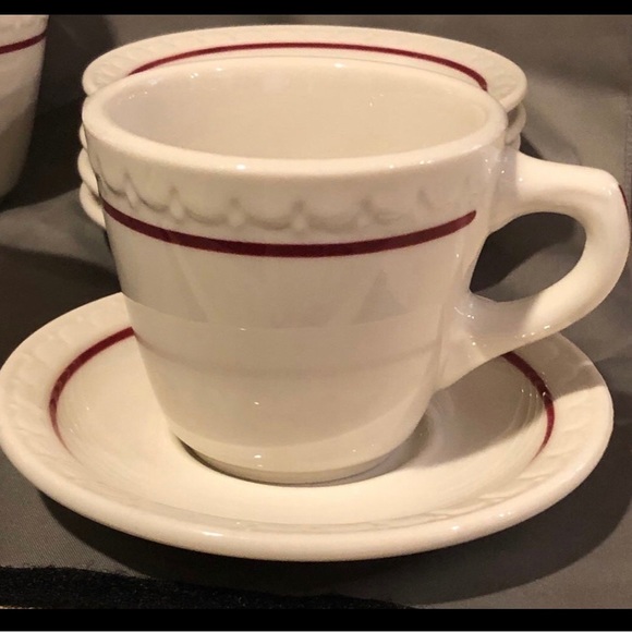 1952 Syracuse Econo Rim Cardinal China Restaurant Ware Railroad 6 Cups & Saucers - Picture 4 of 12
